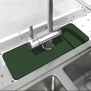 Tapis de robinet en terre de diatomée gris, couleur unie, découpable, pliable, anti-éclaboussures pour évier de cuisine, absorbant et drainant - Product Image 5