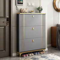 Meuble d'entrée moderne Dareko grande capacité, étagère à chaussures ultra-mince en MDF, style Tucker, pliable, gain de place, pour salon