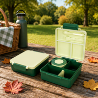 Boîte à lunch pour enfants, boîte bento à 4 compartiments, 501-800 ml, étanche, pour l'école, logo personnalisé