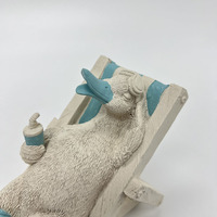 Figurine en résine sur le thème de la plage, ours polaire mignon sur chaise longue, décoration nautique côtière pour la maison, le bureau, le salon