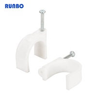RUNBO – pinces à câbles de 12mm avec clous en acier, pinces à fils en plastique blanc, 100 pièces, pour le routage de câbles intérieurs et la fixation des fils