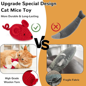 New Handmade Crochet Plush <b>Mouse</b> Cat Dog Interactive Movement Biting Woolen Animal Pet Chew <b>Toy</b> - Product Image 6