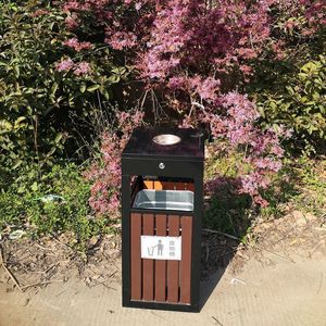 Outdoor Waste <b>Bin</b> Rectangular Galvanized Steel L36W36H76.5Cm Sorting For Gardens Parks Municipal Use - Product Image 3