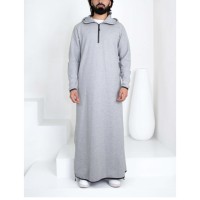 Nouvelle conception personnalisée de thobe marocaine pour hommes musulmans avec logo brodé, en coton éponge de qualité supérieure, thobe émirati à manches longues
