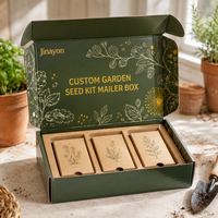 Boîte d'expédition personnalisée brillante pour kit de graines de jardin, emballage en carton ondulé avec insert à trois fentes pour abonnement de vente au détail