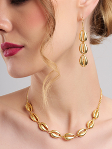 ชุดเครื่องประดับเปลือกหอยโกลเด้นชอร์ สร้อยคอและต่างหู เปลือกหอยโข่ว สีทอง สไตล์ชายฝั่ง สร้อยคอแบบโซ่สุดหรู - Product Image 5