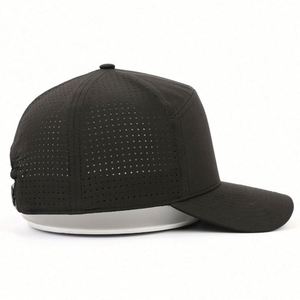 Nueva Gorra de 7 Paneles para Adulto, Estructurada, con Visera Ligeramente Curvada, Orificios Cortados con Láser, Personalizable con Serigrafía, Negra, Promocional - Product Image 5
