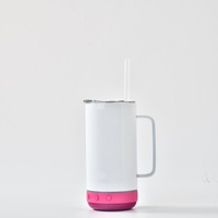 Tumbler polos sublimasi 14oz, Tumbler musik Speaker nirkabel sublimasi baja tahan karat dengan pegangan