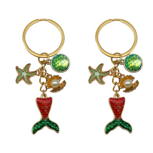 Green Oil Drip Alloy <b>Mermaid</b> Keychain Jewelry <b>Accessory</b> For Creative DIY Gifts - Product Image 1