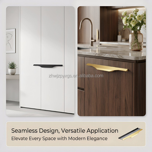 Kenop Pintu Kabinet Minimalis Italia Modern, Gagang Laci Tanpa Slot, Gagang Kabinet Lemari dari Aluminium Alloy, Mudah Dipasang - Product Image 2
