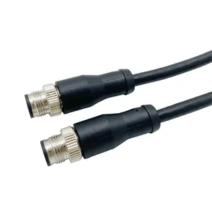 M12 circular connector A-Code 8 Poles male to female industrial ethernet molded cable