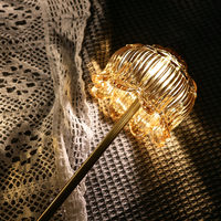 Lampe décorative de restaurant de luxe, base en métal, lampe de table en verre, lampe de bureau LED portable sans fil à commande tactile pour la maison, lampe dorée