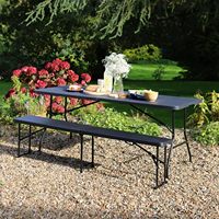 Table pliante gain de place en plastique HDPE épaissi avec structure en acier inoxydable pour extérieur, jardin, patio, hôtel, pique-nique, camping, cour arrière
