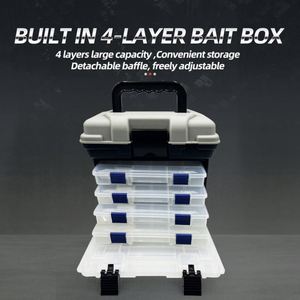 Boîte de rangement d'accessoires de pêche à poignée portable avec 4 plateaux multi-compartiments détachables boîtes de matériel de leurre de pêche - Product Image 2