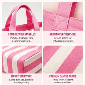 <span class=keywords><strong>Sac</strong></span> fourre-tout en toile pliable et réutilisable à rayures multicolores avec logo personnalisé, idéal pour le shopping, les voyages et les vacances – Vente en gros usine - Product Image 2