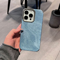 Coques de téléphone antichoc en jean style cowboy rétro pour hommes, texture tissu, protection arrière pour iPhone 17, 16, 15, 18 Pro Max
