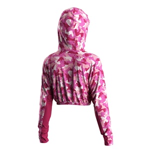 UPF50 + UV das mulheres Protegido Colheita Top Camisa de Pesca de Manga Longa Respirável Ventilado Side Mesh 100% Poliéster para a Pesca do Rio - Product Image 6