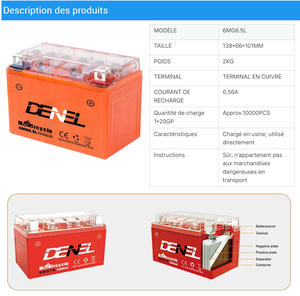 OEM de fábrica de alta calidad <span class=keywords><strong>precio</strong></span> 6 AH baterías <span class=keywords><strong>Moto</strong></span> <span class=keywords><strong>125</strong></span> Baterai Accu DENEL 6MG6.5L <span class=keywords><strong>batería</strong></span> de la motocicleta - Product Image 5