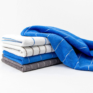 Paño de cocina a rayas de 40 cm x 60 cm, grueso, absorbente, sin pelusas, multifuncional, azul, blanco, gris - Product Image 2