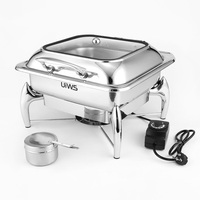 Plat de service moderne en acier inoxydable, carré, argenté/doré, chauffe-plats pour buffet, 220V, plat rectangulaire pour aliments, utilisation hôtelière