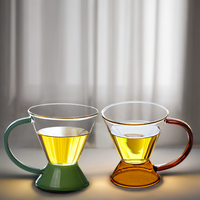 JUELIN 500ML Verre borosilicate haute résistance, couleur ambre vert, infuseur amovible, fait main, compatible lave-vaisselle et micro-ondes, anti-fuite