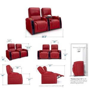 Sièges de <span class=keywords><strong>théâtre</strong></span> en cuir pleine fleur, 2 places, canapé inclinable électrique, fauteuil de salle de cinéma à domicile avec porte-gobelet LED pour cinéma commercial - Product Image 6