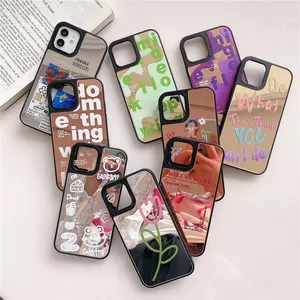 Funda de teléfono móvil personalizada de lujo, cubierta trasera de espejo de maquillaje, carcasa de diseño con impresión de espejo para iPhone 12, 13 Pro Max con espejo