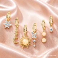 Bijou de piercing transfrontalier euro-américain en cuivre incrusté de zircon, avec longue pampille, nœud papillon, fleur et cœur, pour nombril