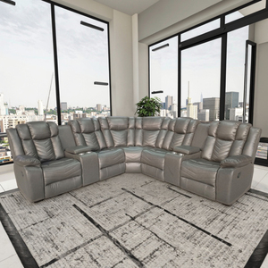 Modern Electric Recliner Sofa Corner Air Leather Extendable Revolving with Two Storage Console Comfortable Living Room Furniture - Product Image 3