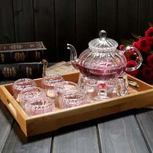Heat Resistant Borosilicate Glass Tea Pot Set High clear borosilicate glass tea pot with infuser