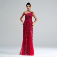 Robes de Soirée Longues Épaule Unique sans Dos Coupe A-Line Maxi à Paillettes Noires Sexy Élégantes et Luxueuses pour Femmes et Dames Soirée Formelle