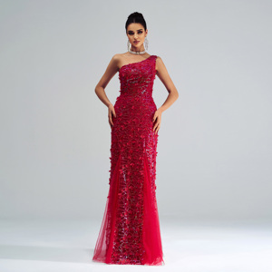 One Shoulder Backless A-Line Maxi Sequin <strong>Black</strong> Sexy Elegant Luxury <strong>Long</strong> Evening <strong>Dresses</strong> for Women Lady Formal Dinner Party - Product Image 1