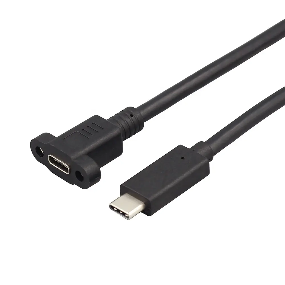 Kabel Ekstensi USB 3.1 C Pria Ke Wanita Kabel Pemasangan Panel USB C dengan Kunci Sekrup