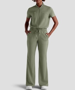 <span class=keywords><strong>Divisa</strong></span> <span class=keywords><strong>Ospedaliera</strong></span> per Donne, Tessuto Morbido e Flessibile, Design Moderno con Zip, Pantaloni a Gamba Larga, Facile Movimento per Centri Estetici - Product Image 1