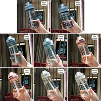 Bouteille d'eau portable en plastique avec paille 500ML 650ML, gourde de sport pour étudiant, bouteille d'eau de voyage réutilisable