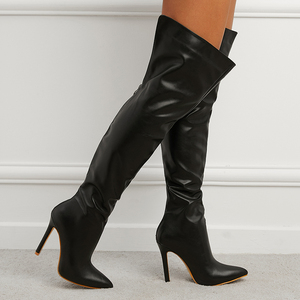 Botas Largas De Mujer Sepatu Sexy Lady Winter Fall Stiletto Heel Red Over the Knee Thigh High <b>Boots</b> for Women - Product Image 4