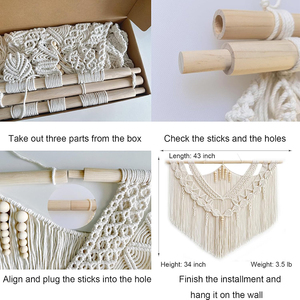 Tapiz de Macramé Grande Tejido a Mano con Cuentas de Madera de Hojas, Diseño Personalizado de Lujo, Nuevo - Product Image 4