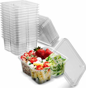 Contenedor Desechable Pequeño de Plástico PET con <span class=keywords><strong>4</strong></span> Compartimentos y Tapa para Refrigerios, Verduras, Carne, Almuerzo/Cajas Bento - Product Image 2