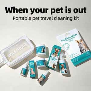 Kit de toilettage pour animaux de compagnie avec lingettes nettoyantes pour pattes, gouttes et spray pour chiens et chats - Product Image 5