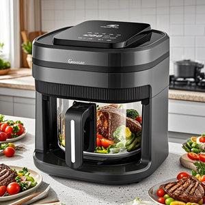 Friteuse à air électrique de grande capacité 5L en acier inoxydable à contrôle numérique fonction sans huile visible pour l'utilisation du garage de cuisine domestique - Product Image 2