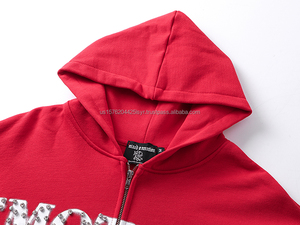 Sweat-shirts à capuche zippés pour hommes, 100% coton de qualité supérieure, style streetwear de créateur, imprimés avec strass, motif Mixed Emotion - Product Image 4