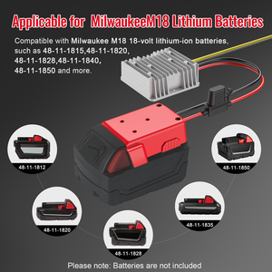 2 Paket 18V - 12V Kademeli DC/DC Dönüştürücü Milwaukee 18V Pil ile Uyumlu 20A 240W 14 AWG Tel - Product Image 3