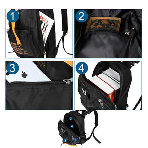 Sac à dos tactique léger noir Oxford étanche 25L avec fermeture à glissière doublure en polyester pour les sports de plein air randonnée voyage - Product Image 4