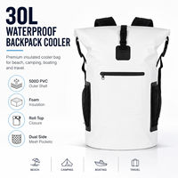 Sac isotherme étanche personnalisé avec logo, 30L, résistant à l'eau, sac à dos isotherme en PVC 500D avec poches latérales en maille