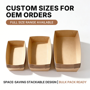 Customized Disposable Kraft Paper Sushi Tray <b>Brown</b> Food Boat <b>Box</b> with Matt Lamination for Pizza & Noodle Takeaway - Product Image 6