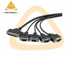 Kustom DB44 Laki-laki DB9 * 4 Kabel Port Serial dengan DB25 Perempuan dengan Kacang Depan PCIE Serial Port Kabel Koneksi Kartu