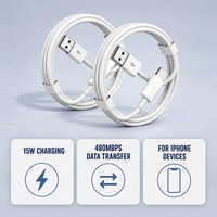 Câble de charge USB-A 15W, charge rapide 3A, transfert de données 480 Mbps, gaine en nylon tressé pour appareils iPhone, 1m, 1,5m, 2m