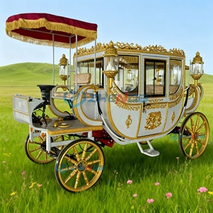 Custom-made Black and Gold Wedding Carriage Travel Sightseeing Luxury Royal Carriage for Sale - Product Image 4