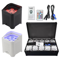 8 Projecteurs PAR LED 6x18W RGBWA UV 6-en-1 sur Batterie avec Flight Case, DMX Sans Fil, pour DJ, Mariage et Fête