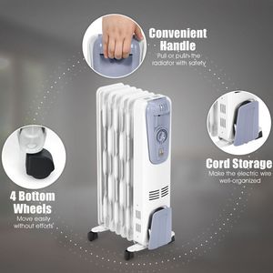 Radiateur à huile 1500W portable avec roulettes pour usage domestique et hôtelier - Product Image 4